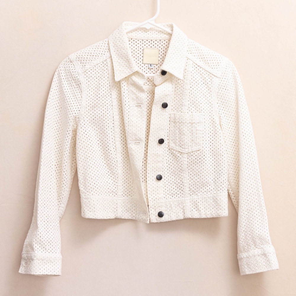 Joe's Ivory Denim Eyelet Jacket Size S